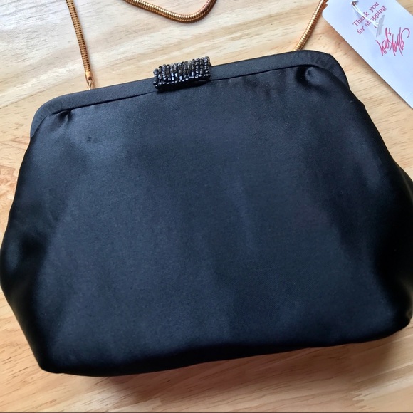 La Regale Black Satin Beaded Mini Evening Bag - Picture 8 of 13